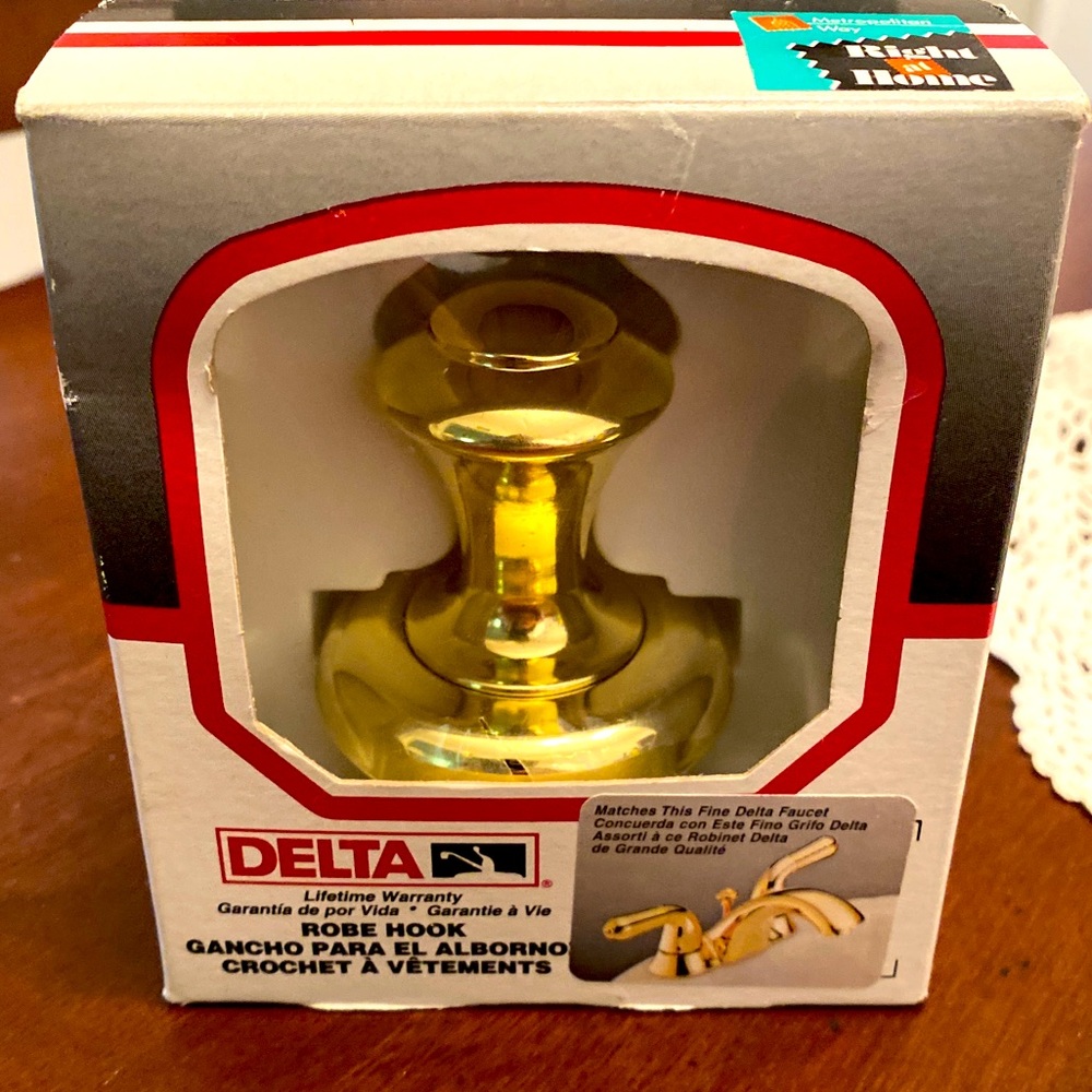 Delta Innovations Robe Hook Polished Brass - NIB